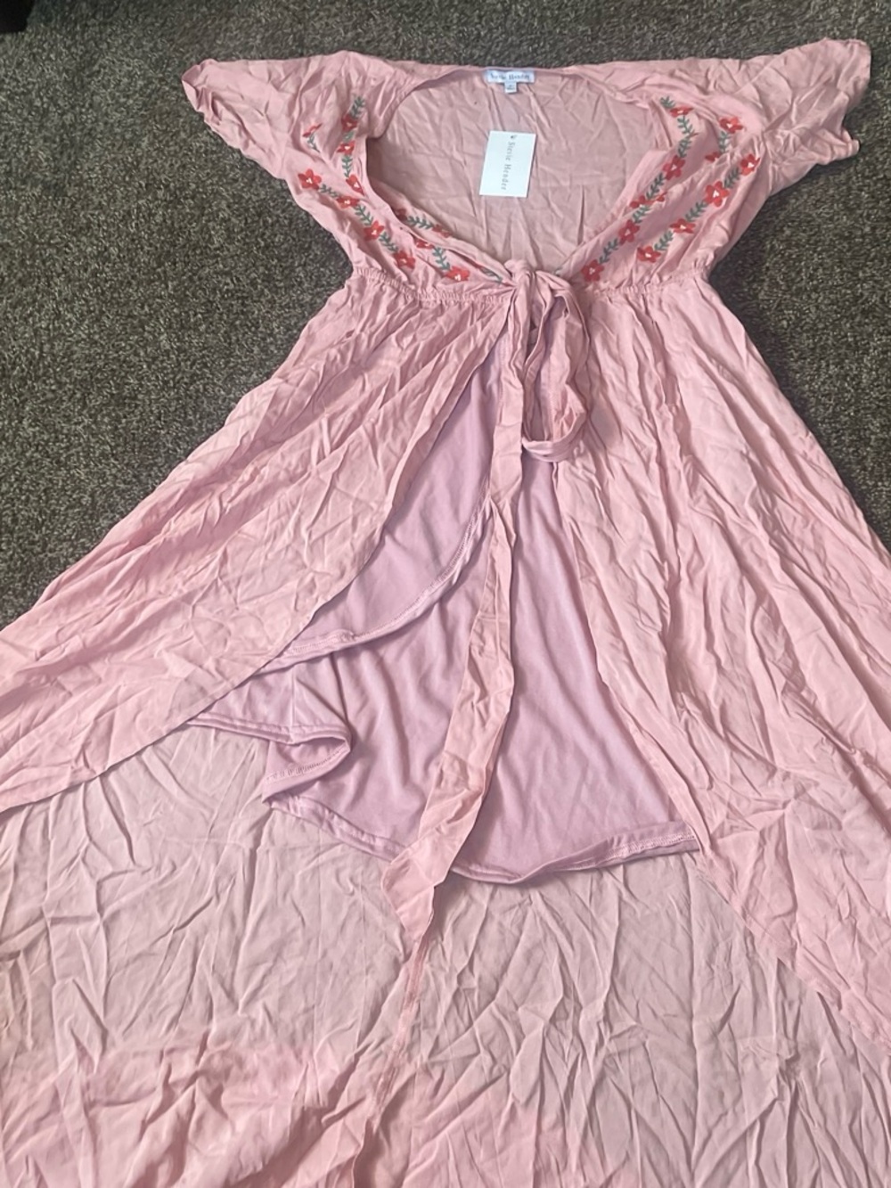 Stevie Hender Pink Embroidered Maxi Cover-Up